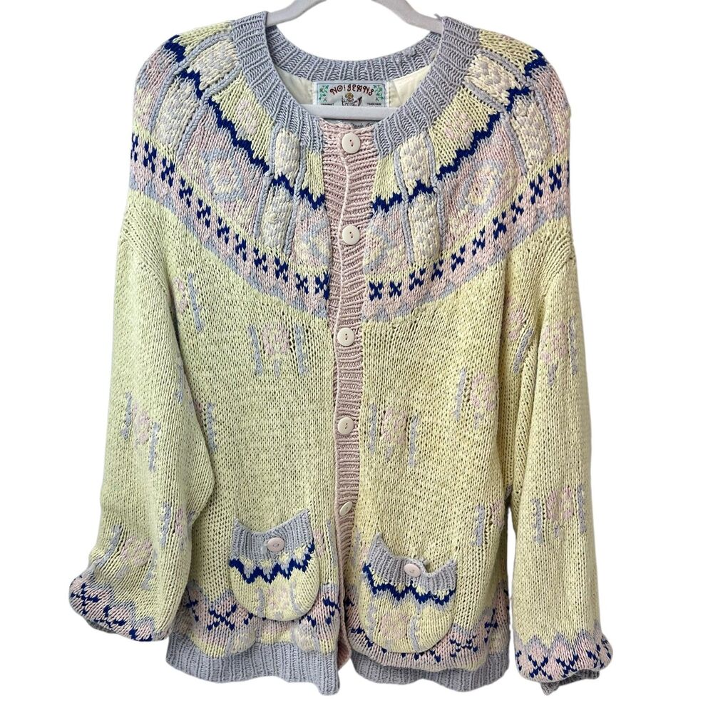 Vintage 80's "No! Jeans" Knitted Sweater by Claude Attiés One Size Fits All